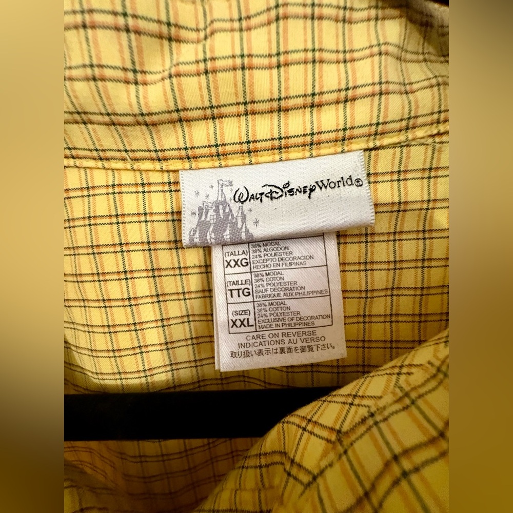 Bundle 3 for $25. Disney Men's Yellow Mickey Short-Sleeve Button-Down Shirt. XXL - Picture 6 of 7